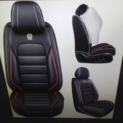 New Premium Seat Covers For Chevy Equinox EV 2024-2026 Front Seat Set Black With Red Piping 