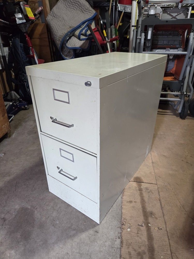 2 Drawer Metal Beige File Cabinet