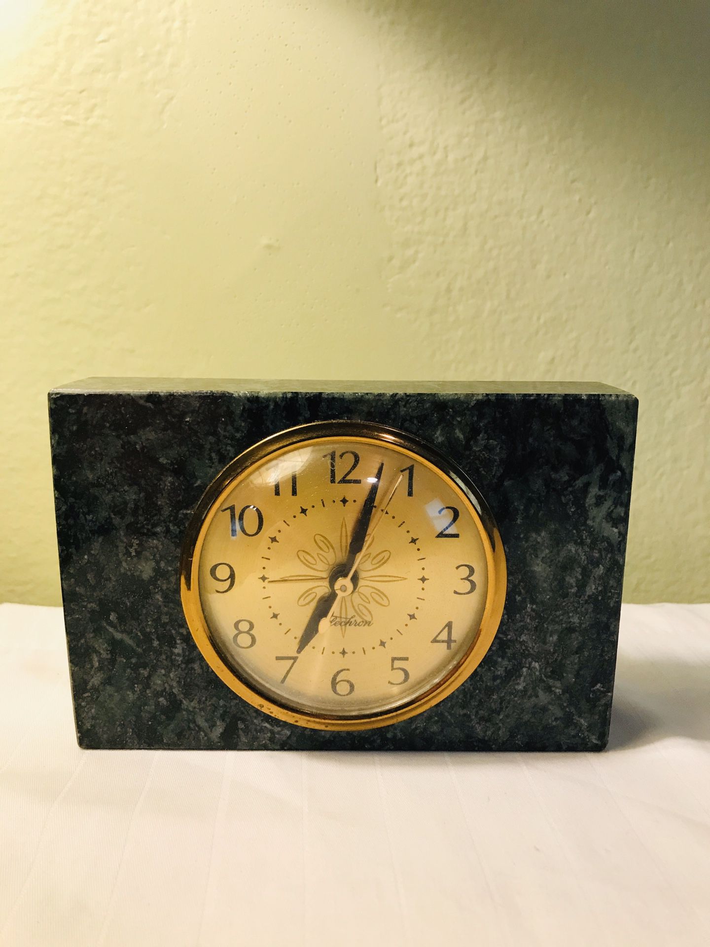 Vintage 1950’s era Telechron Alarm Clock , Green Marble