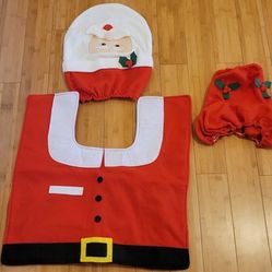 brand new 3 peices santa toilet seat cover bathroom decoration