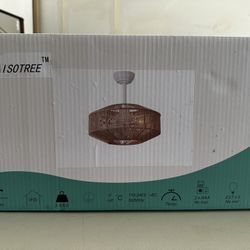 20-in Boho Rattan Ceiling Fan with Lights Flush Mount Caged Ceiling Fan with Remote 6 Speed Timing Reversible Blades Enclosed Farmhouse Fan Li