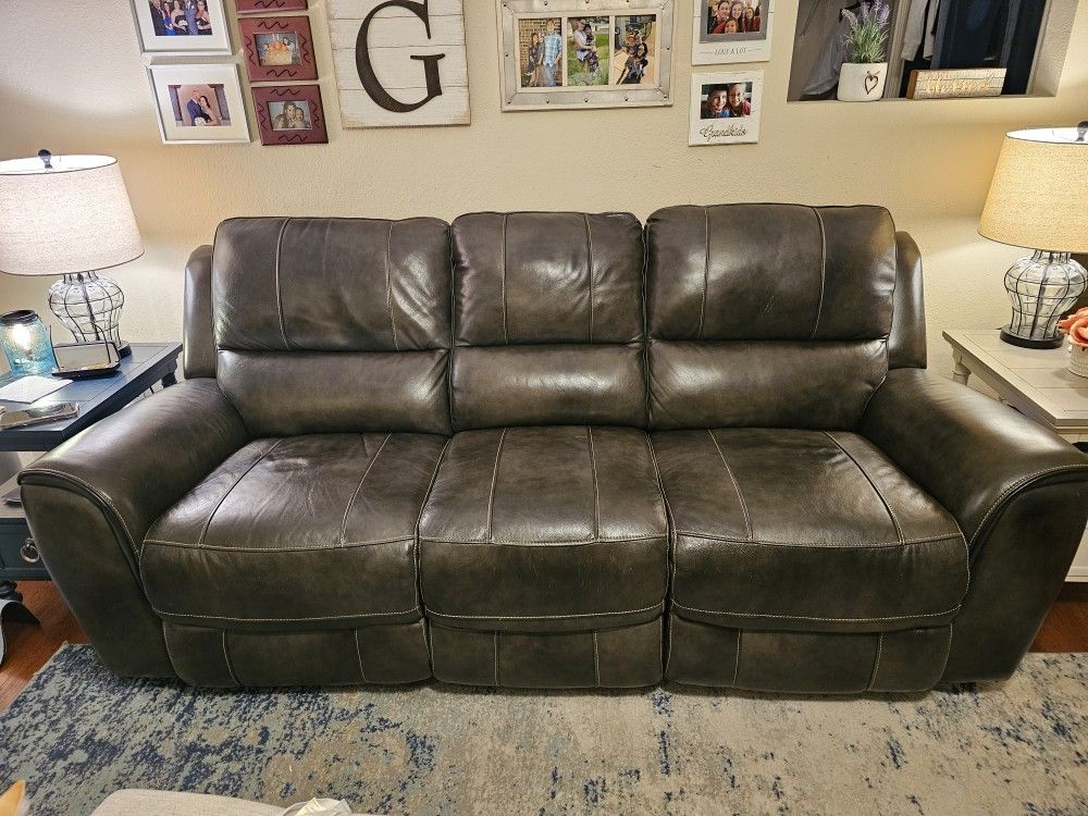 Genuine Leather Reclining Couch And Chair 