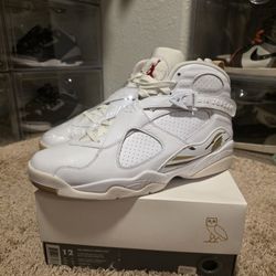 Ovo x Jordan 8 White Sz 12