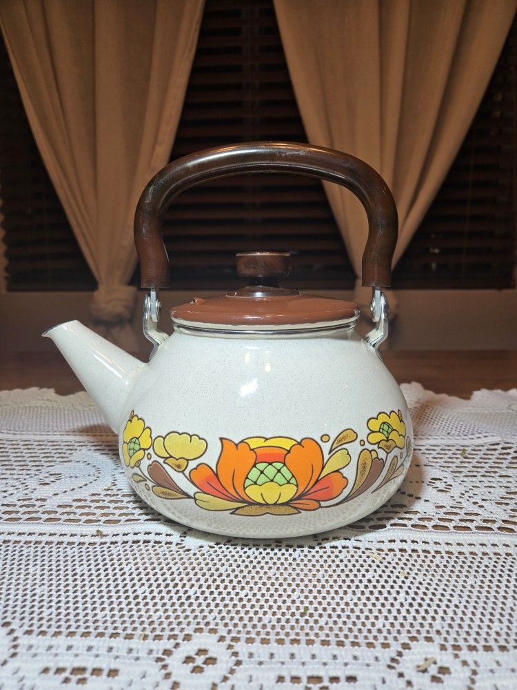 Vintage Sanko Ware Country Flowers Kettle