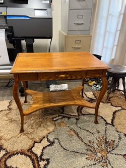 Antique Oak Writing Desk with Lower Shelf