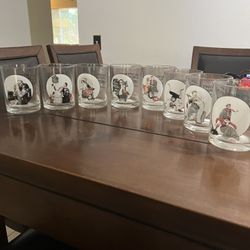 Norman Rockwell Saturday Evening Post Full Set Of 10 Oz Glasses