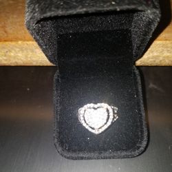 Perfect For Valentine's Size 7 White Sapphire Heart Sterling