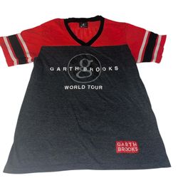 Garth Brooks Black Red Trim World Tour Womens Soft Cotton Top Jersey Sz XL