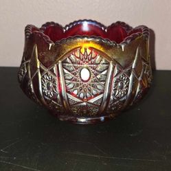 Vintage Indiana Red Sunset Heirloom Ruby  Glass Bowl

