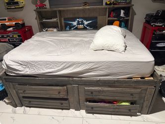Full Bed with Storage and Bookcase Headboard