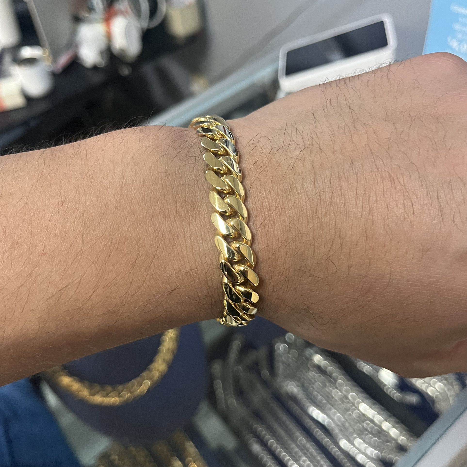 βοΈπ΄ BEAUTIFUL 12MM MIAMI CUBAN LINK BRACELET 7.5β π GOLD OVER SILVER