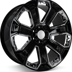 26" 26x10 Gloss Black G06 wheels 305 30 26 Tires Chevy GMC CADILLAC Dodge Ram 6-lug