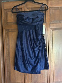 Midnight Blue Glitter Mini Dress with Tags