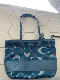 COACH Teal and Silver Hand Bag