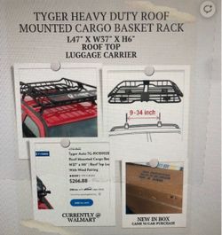 Tyger Heavy Duty Roof Rack Mounted Cargo Basket Rack