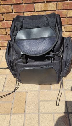 BLACK TEXTILE WATERPROOF TOURING MOTORCYCLE SISSY BAR BAG