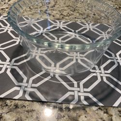 Large Round Glass Baking Deep Dish, New, 8.5 By 4 Inches Deep  W/ Raised Lip Design
