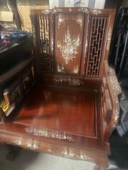 Chinese Rosewood Armchair with Mother of Pearl Inlay