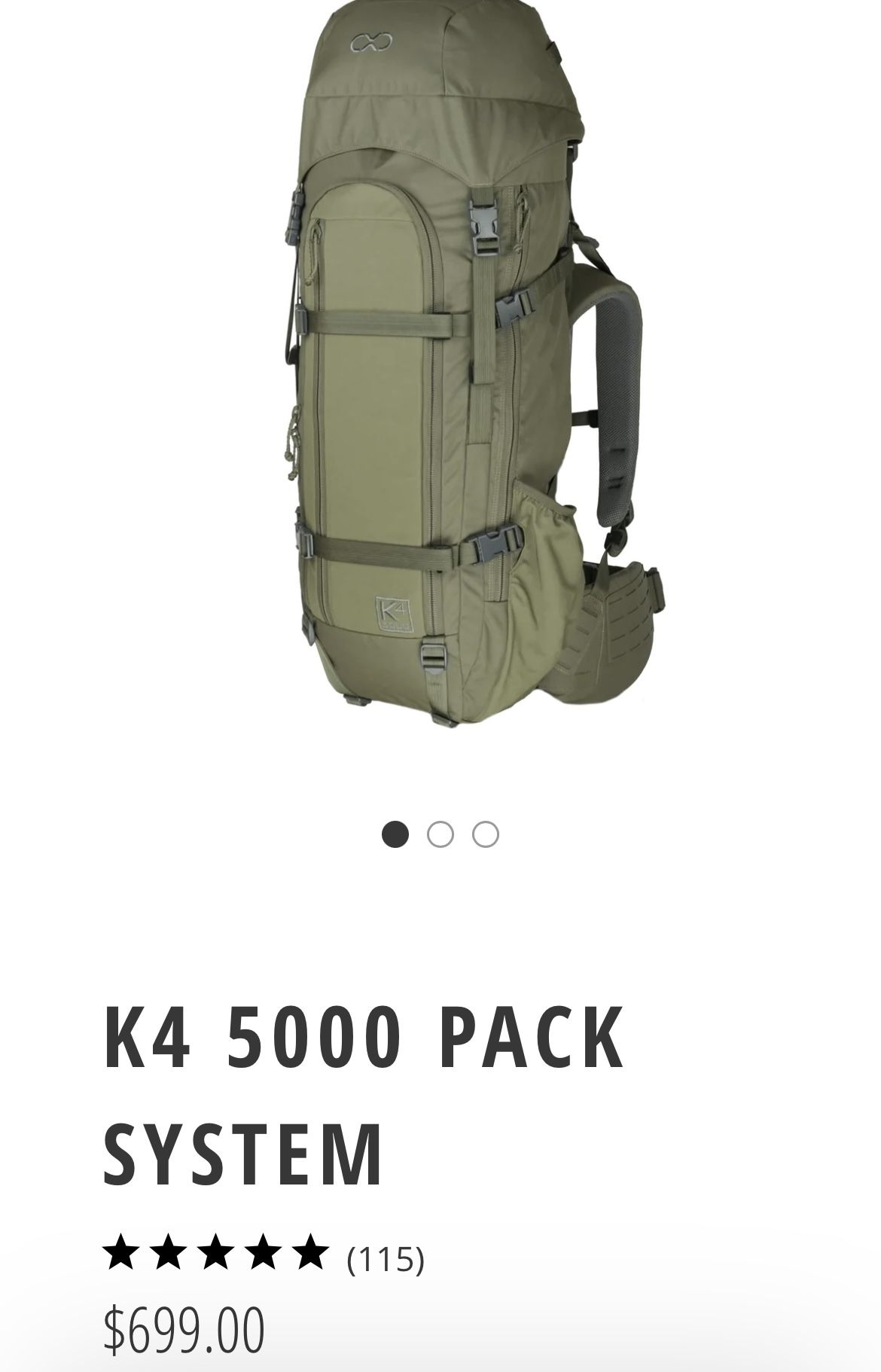 Brand New Exo Mtn Gear K4 5000 Pack System
