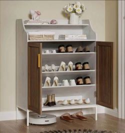 Farmhouse Bathroom Storage | Distressed White & Wood | 319LB Capacity