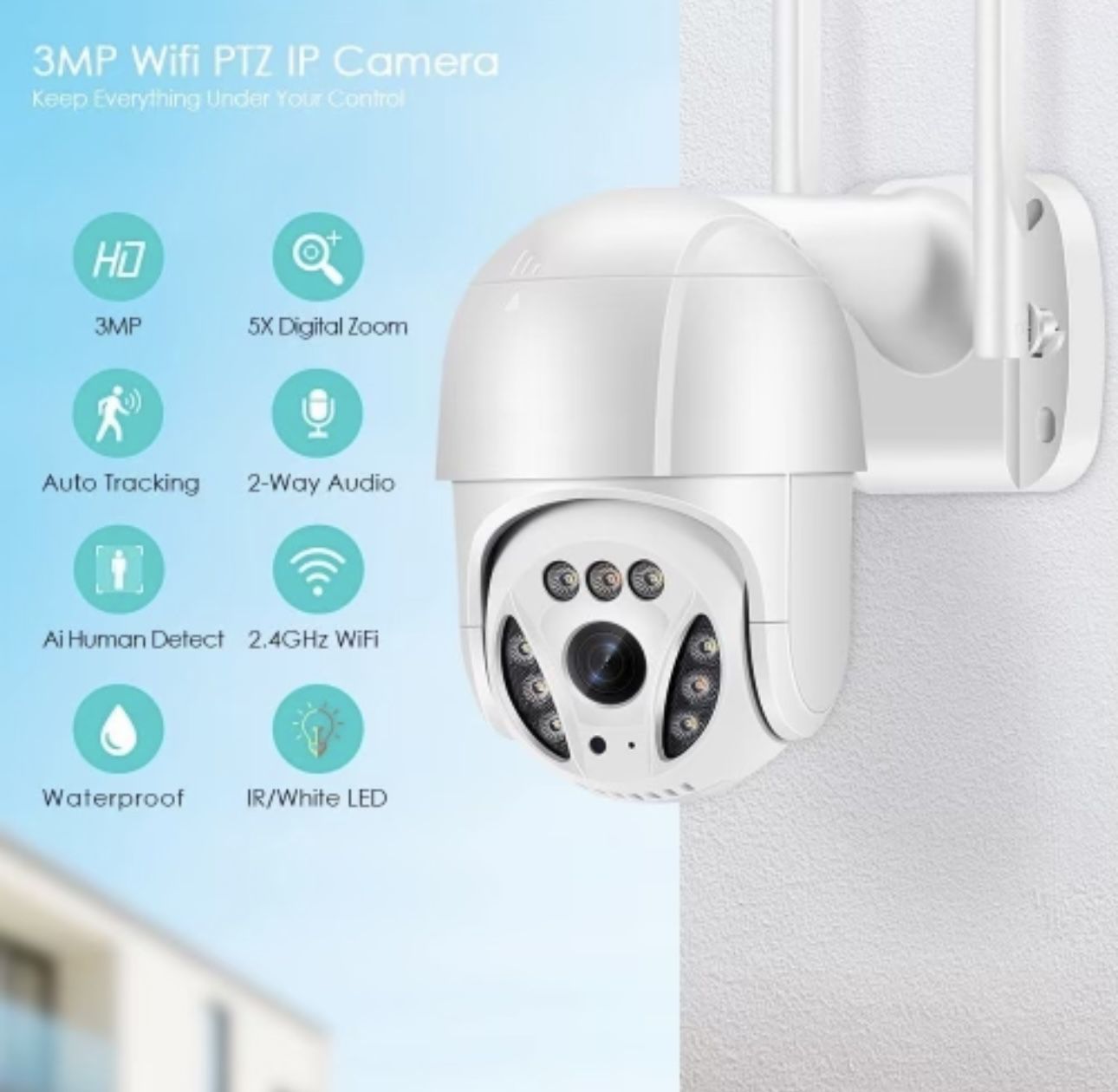 New outdoor Ptz Wireless Wifi security camera with Intelligent Tracking 