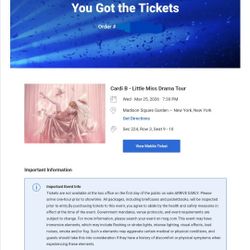 CARDI B! LITTLE MISS DRAMA TOUR NYC 3/25 - 2 Tickets 