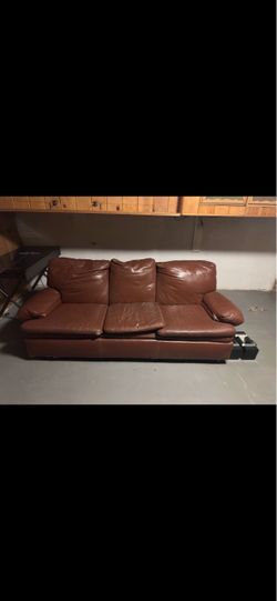 Brown Leather 3-Seat Sofa