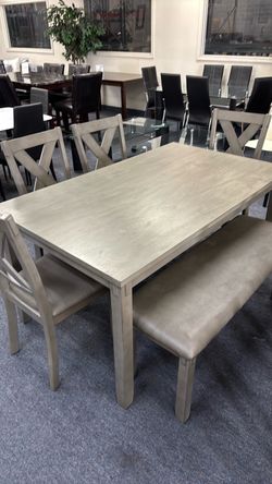 New, gray table and bench with chairs, free delivery Pay on arrival