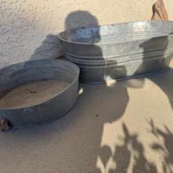 Vintage metal tub basin pot garden home decor