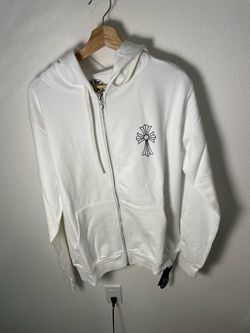 Chrome Hearts White Zip-Up Hoodie Cross Logo size M/L