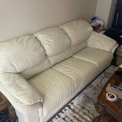 White Leather Couch and Chair