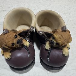 Cute Puppy Boot Planters – Dog Figurine Flower Pots (Set of 2)