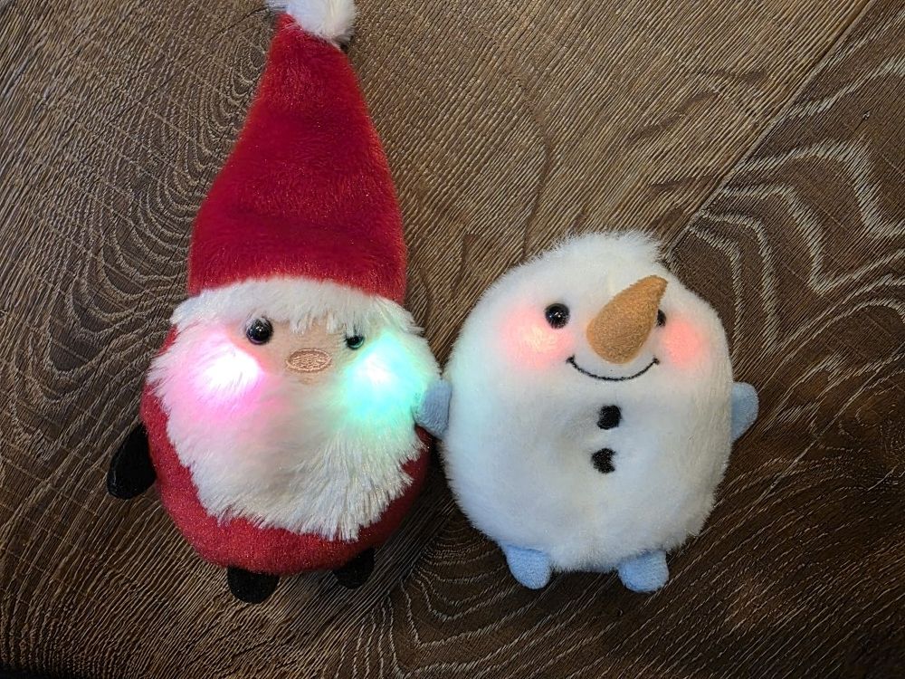 Two Light Up Plush Christmas Winter Toys