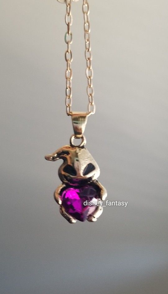 Disney Nightmare Before Christmas Oogie Boogie Pendant Necklace Heart Purple