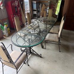 Indoor Iron & Glass Dining Custom Table And chairs