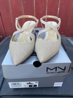 Anne Klein iFlex Gold Glitter Kitten Heels