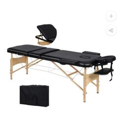 NAIPO PORTABLE MASSAGE TABLE PROFESSIONAL ADJUSTABLE FOLDING BED WITH 3 SECTIONS WOODEN FRAME ERGONOMIC HEADREST AND CARRYING BAG FOR THERAPY TATTOO S