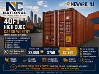 40FT High Cube Cargo Worthy Shipping Container – Newark, NJ