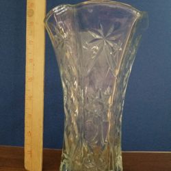 VINTAGE 1960'S ANCHOR HOCKING 9 INCH STAR OF DAVID CLEAR FLOWER VASE 