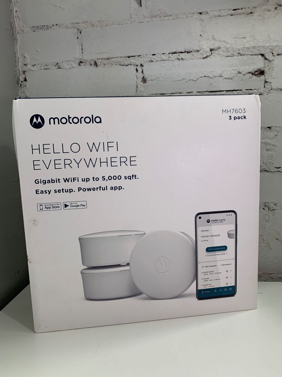 Motorola WiFi 6 Mesh System Router 1.8 Gbps Plus Intelligent Mesh System - 3 Pack