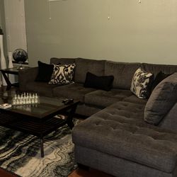 Ashley Gray Sofa & Blue Chair