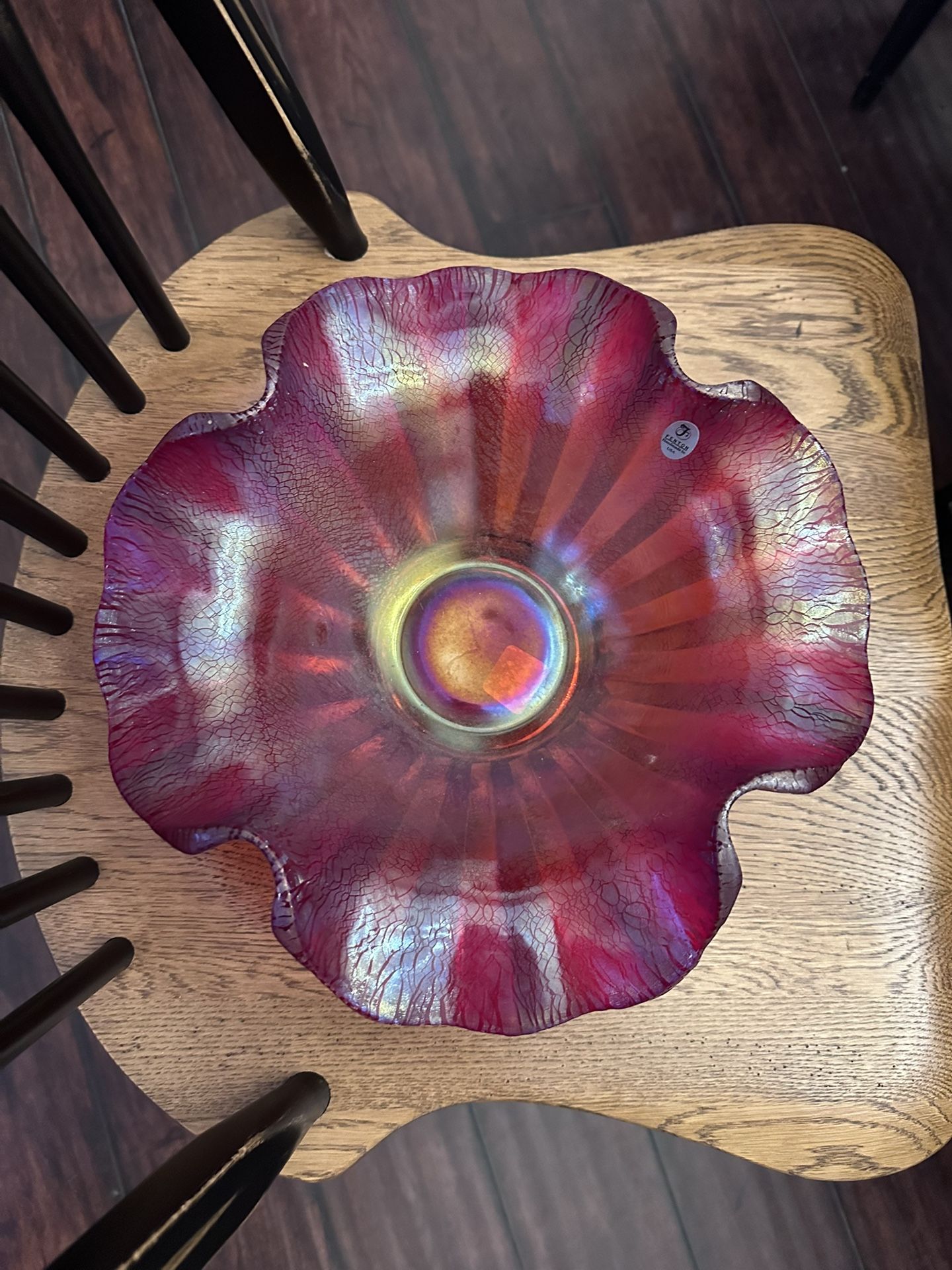 Fenton Ruby Red Revival Ribbed Stretch Bowl 12”