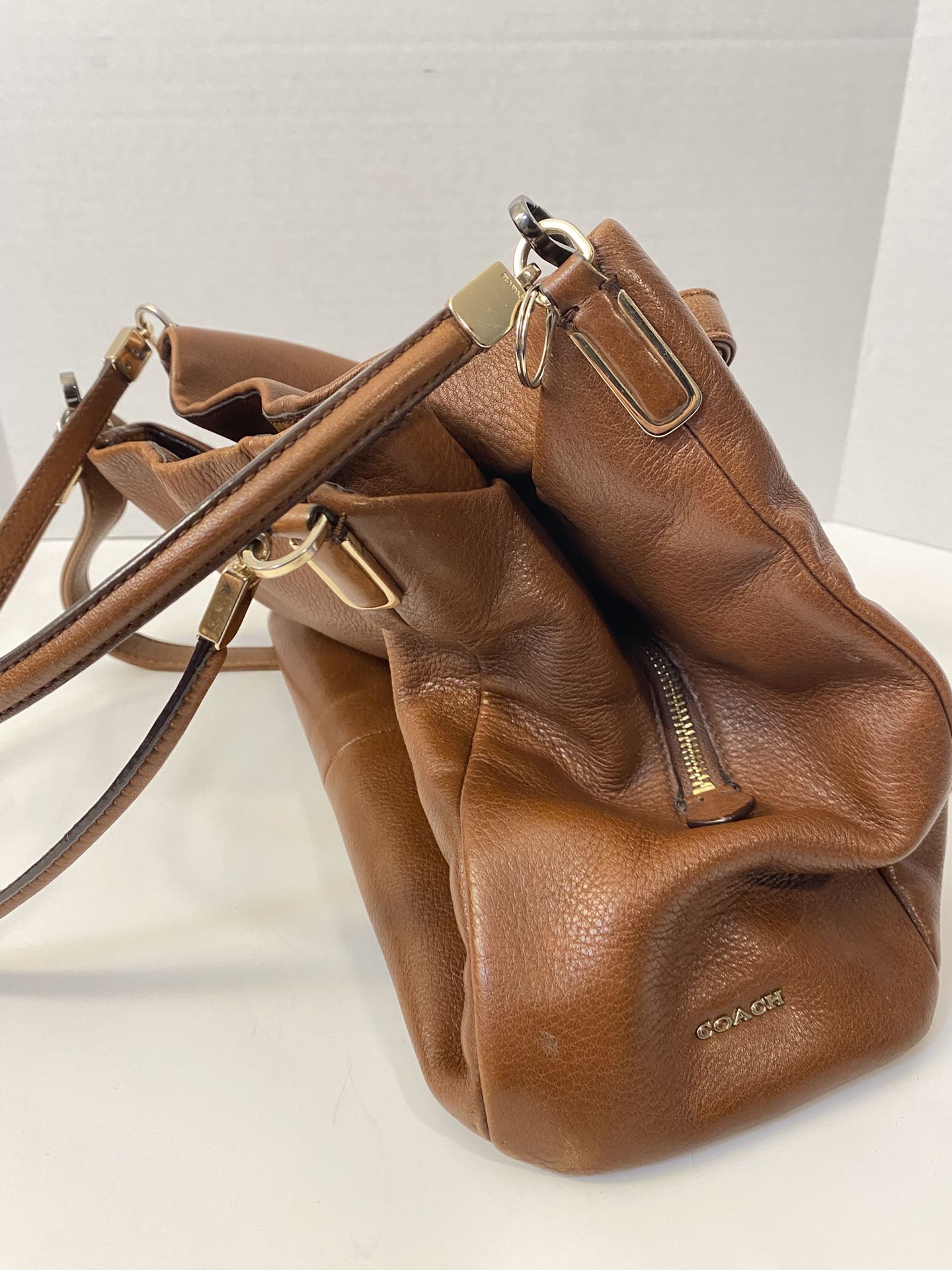 Coach Madison Phoebe Brown Pebbled Leather Shoulder Hobo Bag Purse; Model 262244