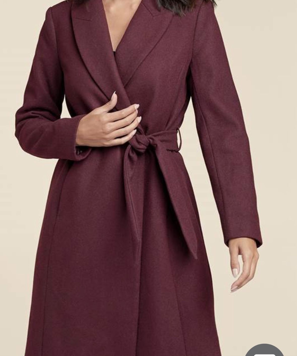 Burgundy Wrap Wool Blend Coat Size 14