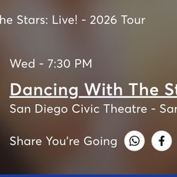 Dancing With The Stars Live 1 Ticket - San Diego Civic Center 4/22/26