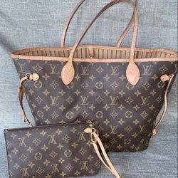 Authentic Louis Vuitton NEVERFULL GM.tote and Pouchette