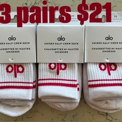 Alo Unisex Half Crew Socks 3 Pair Bundle