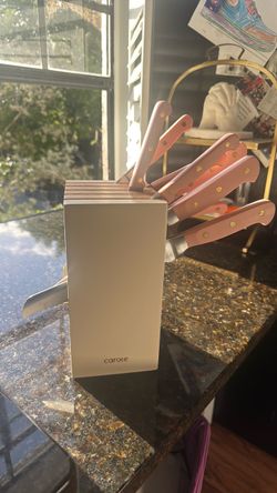 Carote Pink Kitchen Knife Set with Block – Gently Used – $20