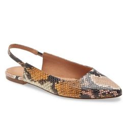MADEWELL Margo Snakeskin Embossed Slingback Leather Flat Womens 7