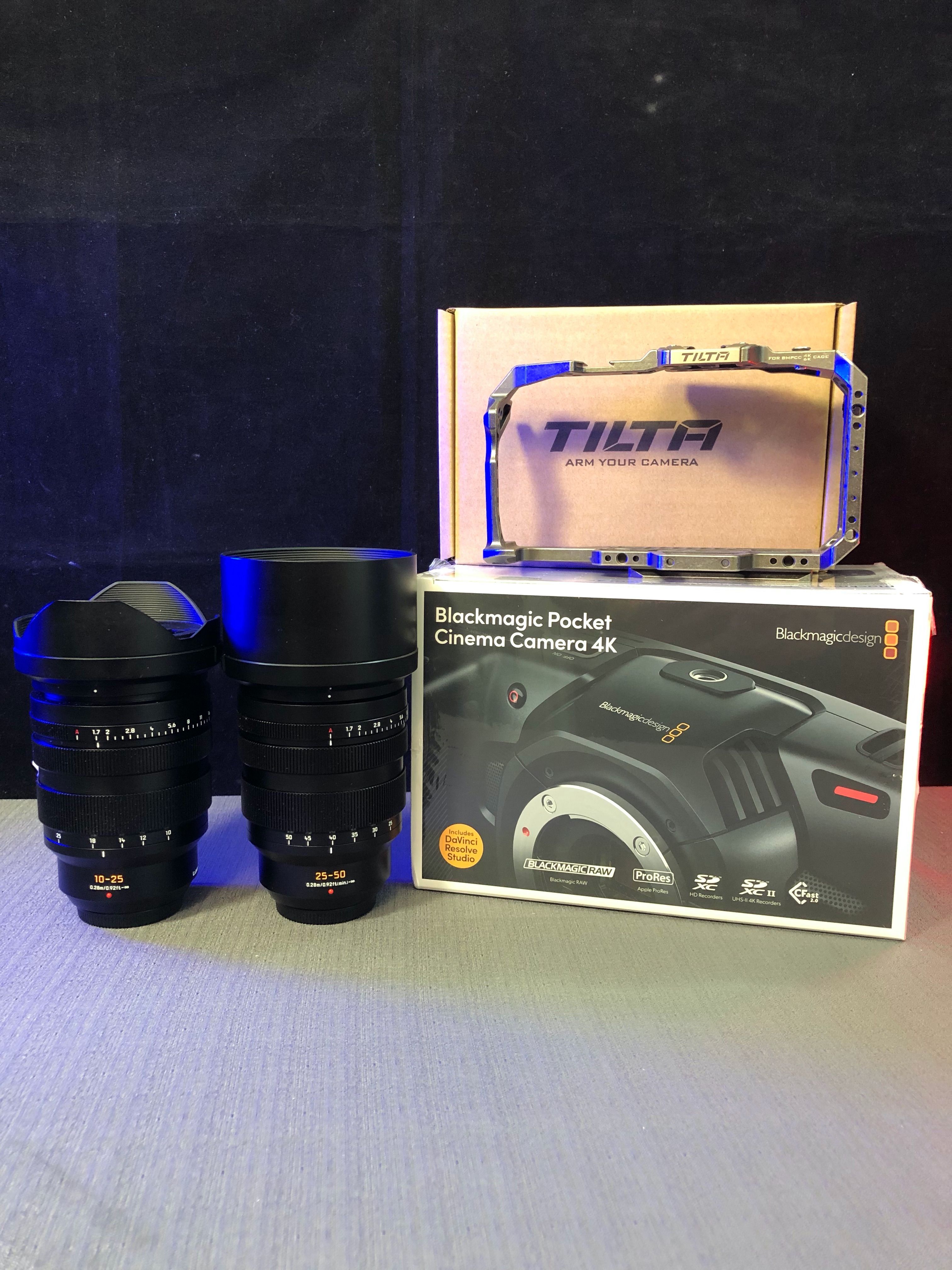Pocket Cinema 4K with 10-25MM and 25-50mm f/1.7 , cage included
